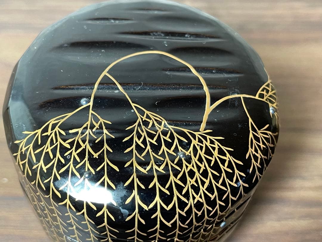 【茶道】柳棗　認得斉好模　黒一閑　銀露入　道場宗廣