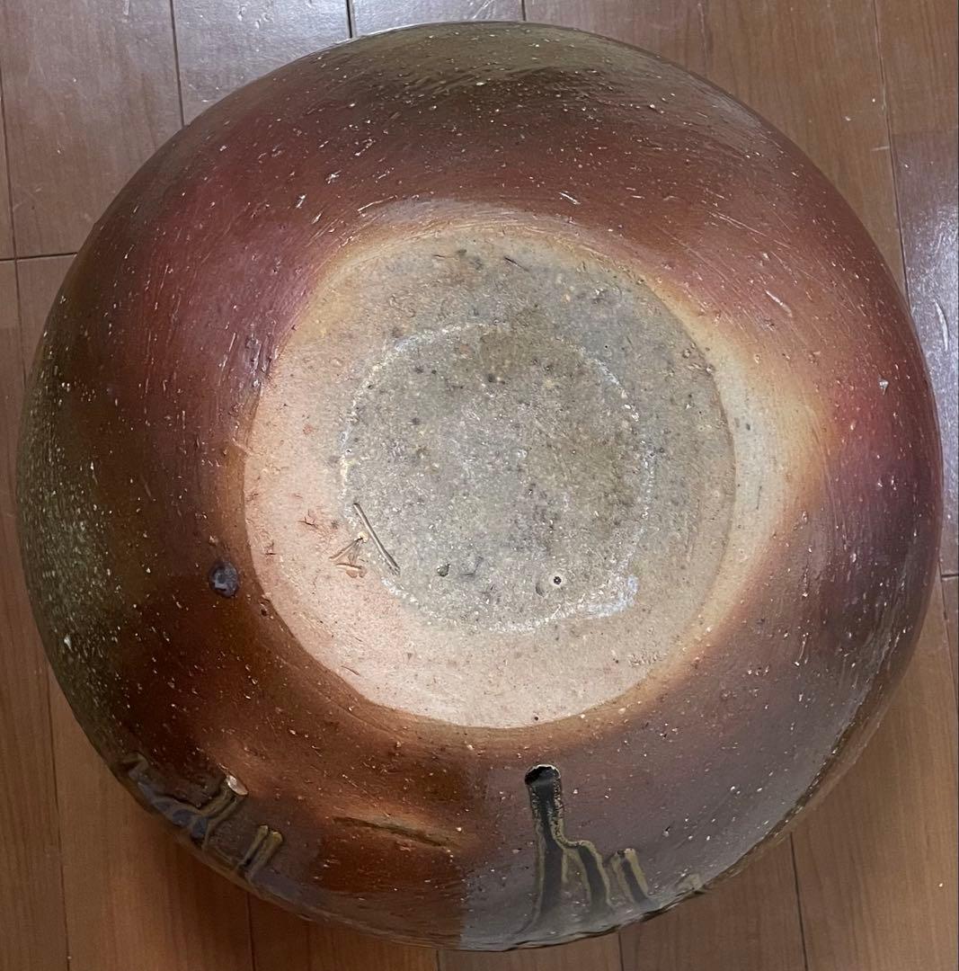 TK　県指定重要無形文化財　山本雄一　備前花瓶　胡麻垂れ　四方桟共箱　栞