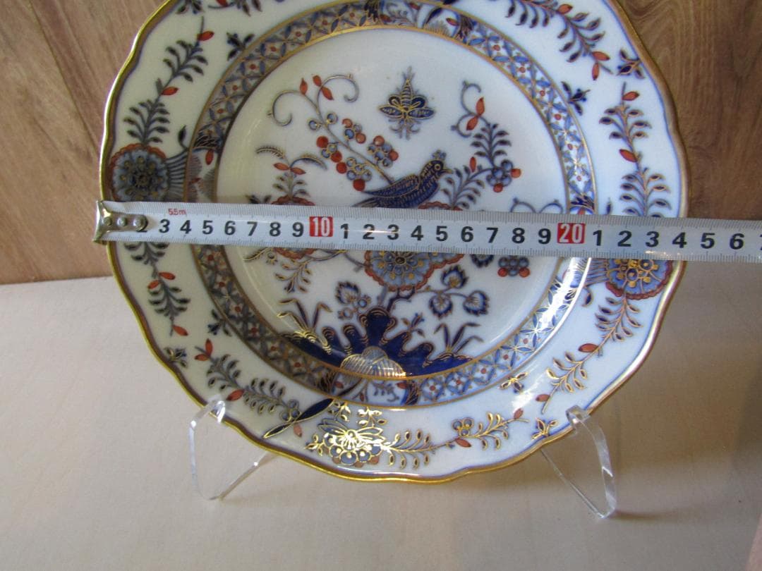 サ*ナ様 マイセン　カラーオニオン　アンティーク 花と鳥の装飾プレート　希少品