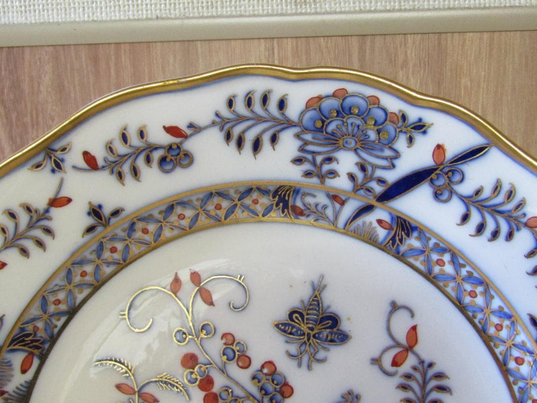 サ*ナ様 マイセン　カラーオニオン　アンティーク 花と鳥の装飾プレート　希少品