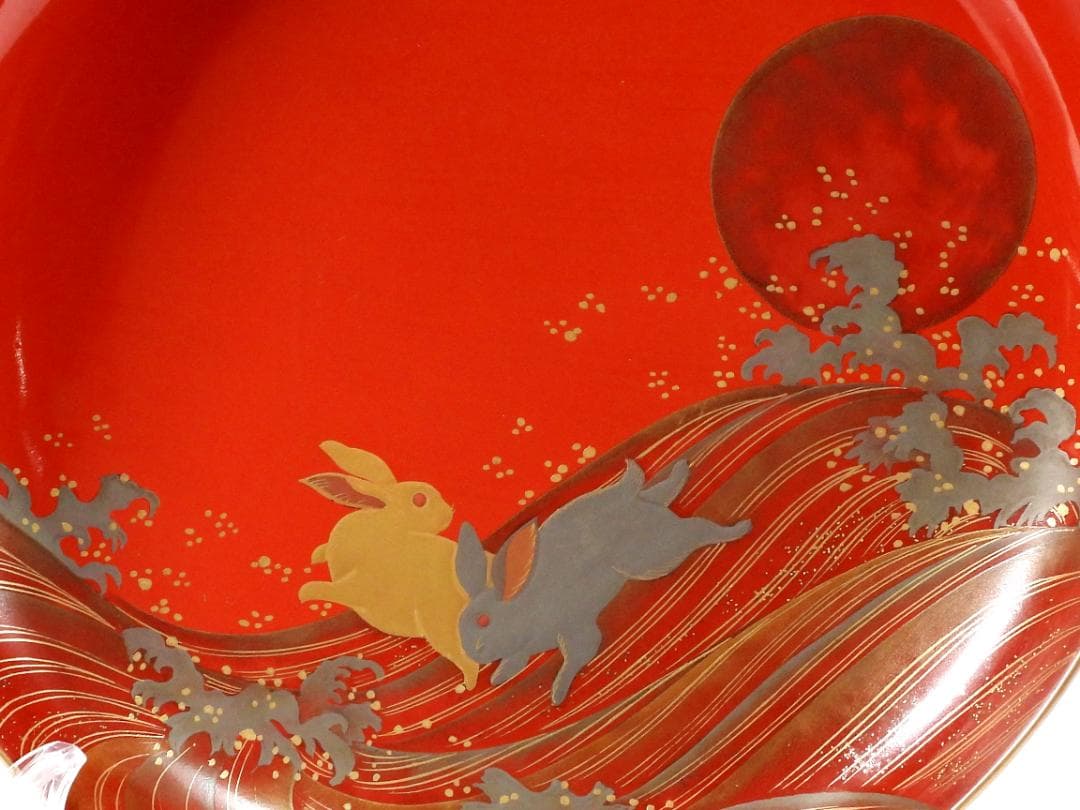 明治　朱塗　金蒔絵　漆器　木製　五ツ組　大盃 5点セット 直径約23.5cm