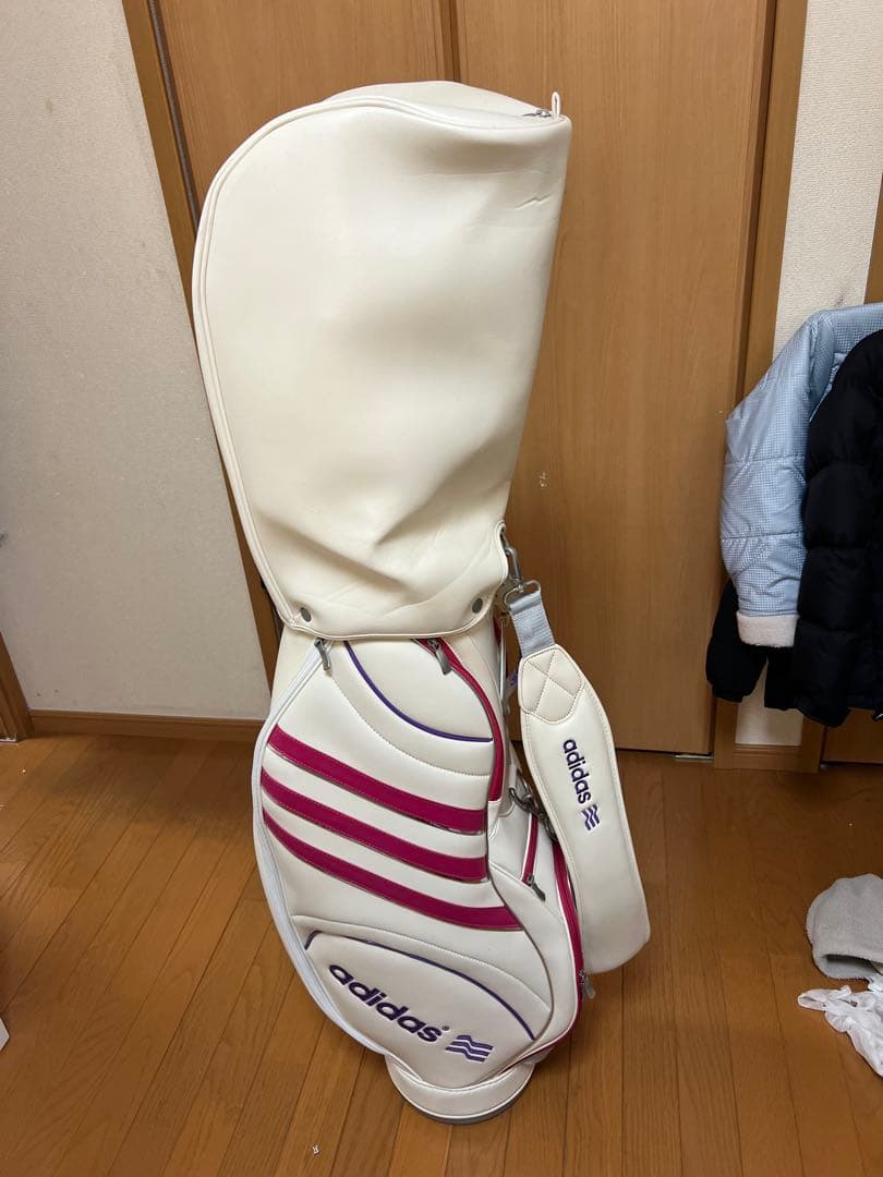 adidas ゴルフキャディバッグ ホワイト ピンク　クラブ　値下げ可