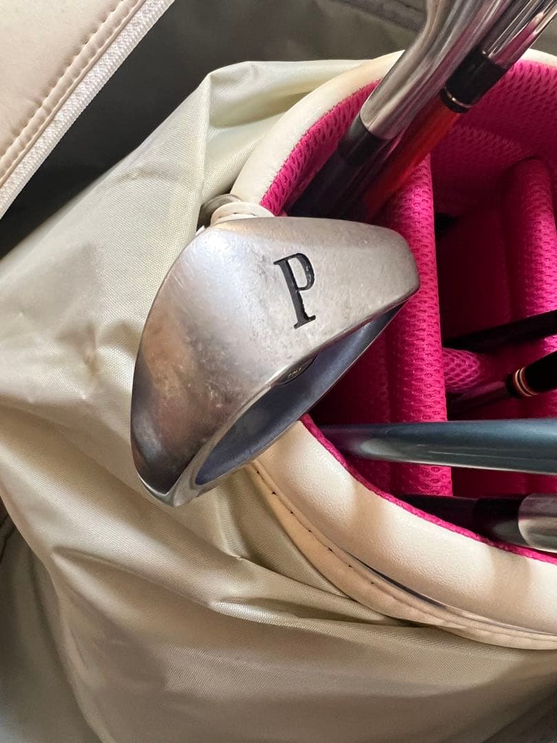 adidas ゴルフキャディバッグ ホワイト ピンク　クラブ