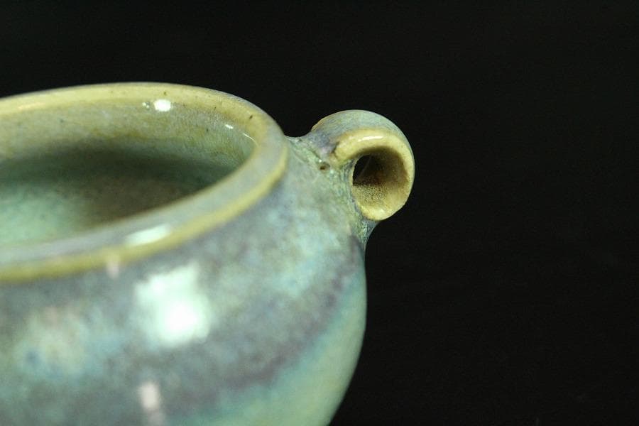 中国美術 鈞窯 鳥餌器 φ6cm 希少 文房具筆洗伝来(K-YC352)