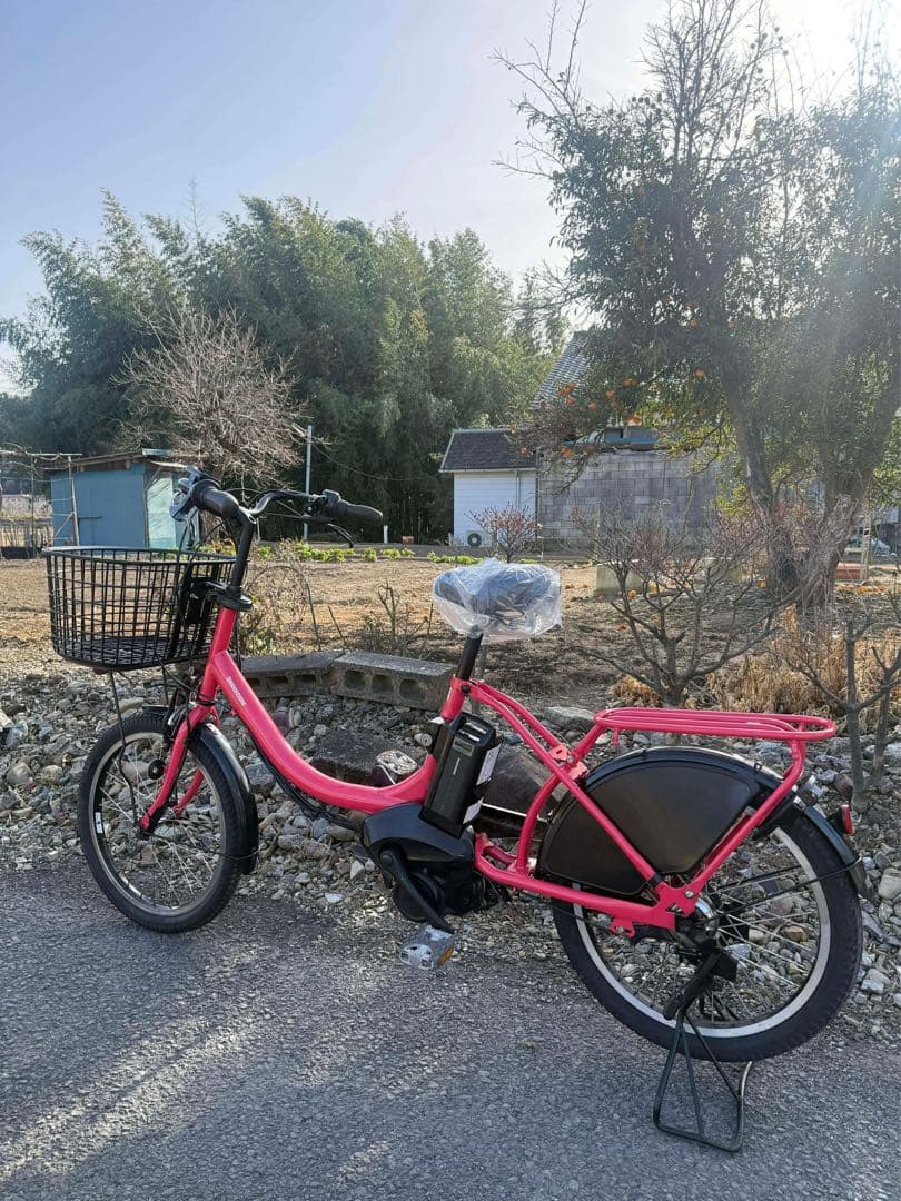 電動アシスト自転車 ピンク 前バスケット付き