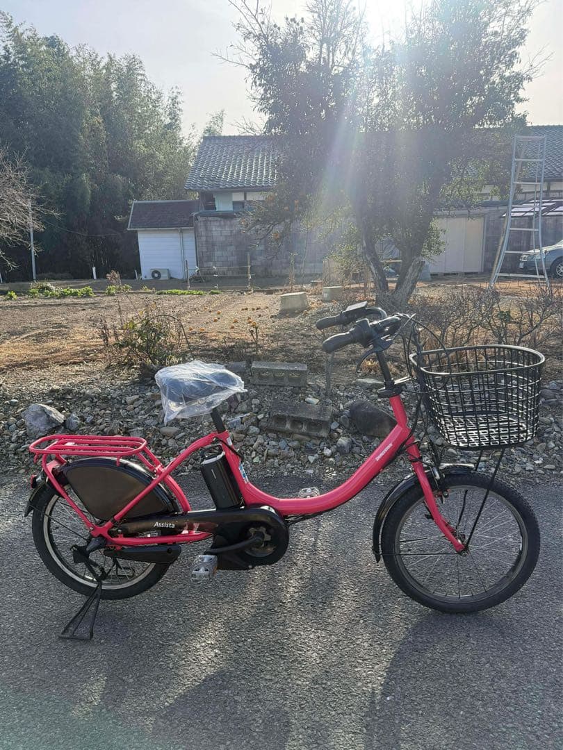 電動アシスト自転車 ピンク 前バスケット付き