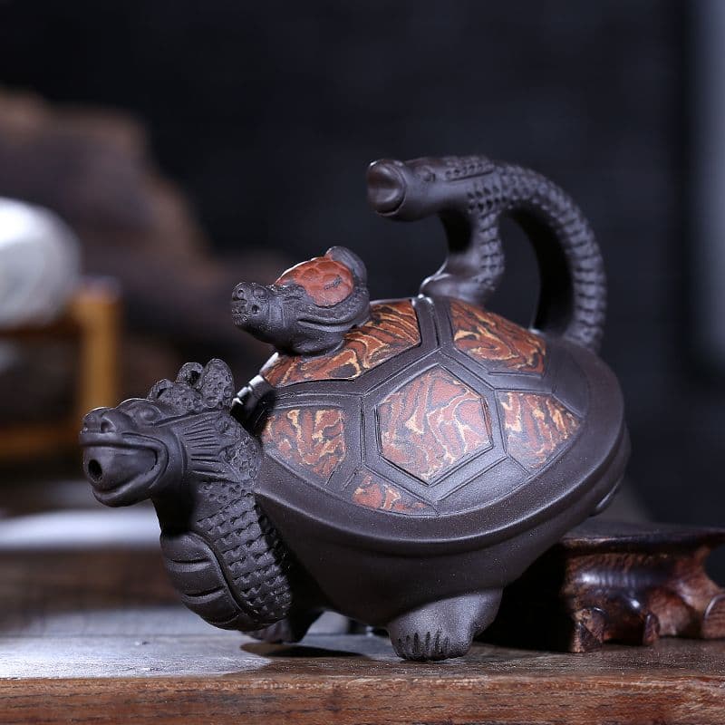 紫砂茶壷 中国宜興製   竜亀壺