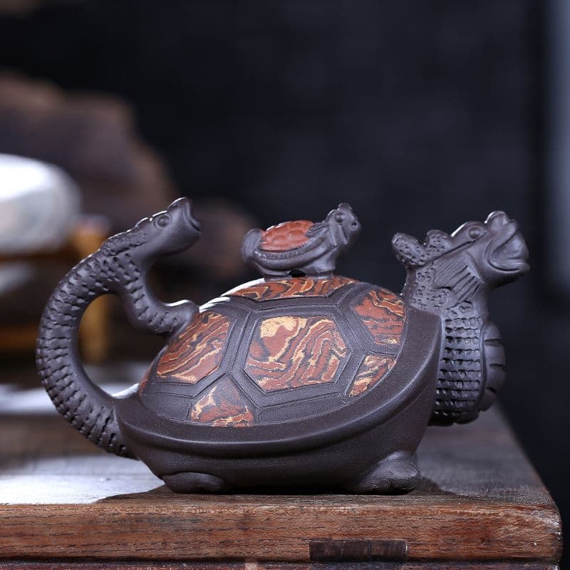 紫砂茶壷 中国宜興製   竜亀壺