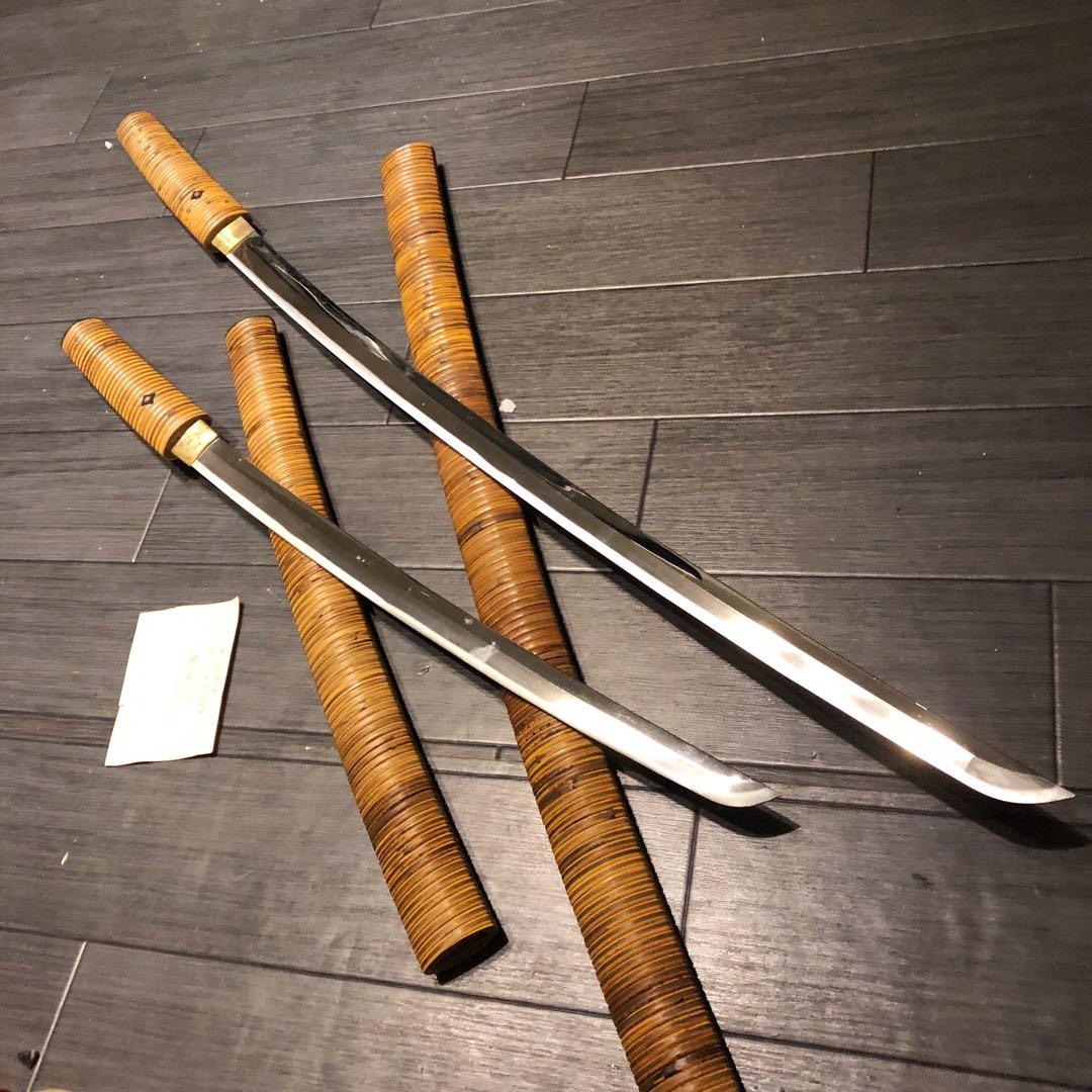 高級美術居合刀剣　籐巻造り　高級居合刀　大小セット　刀剣証明書付き　模造刀　名刀