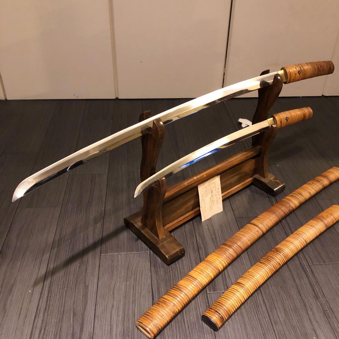 高級美術居合刀剣　籐巻造り　高級居合刀　大小セット　刀剣証明書付き　模造刀　名刀