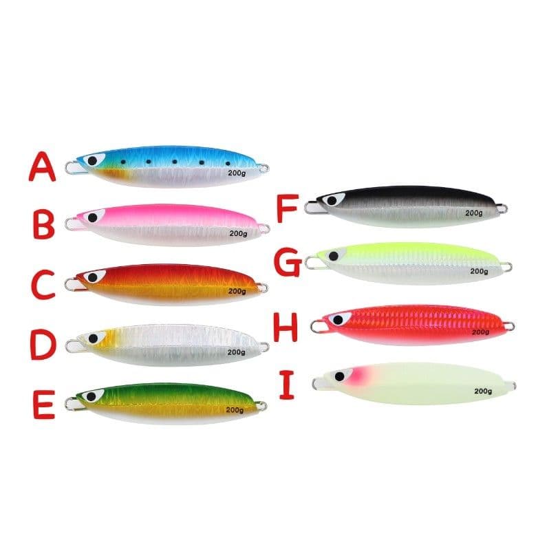 ９本セット 200g メタルジグ クイックゼロワン タイプ グロー 夜光 伊勢湾