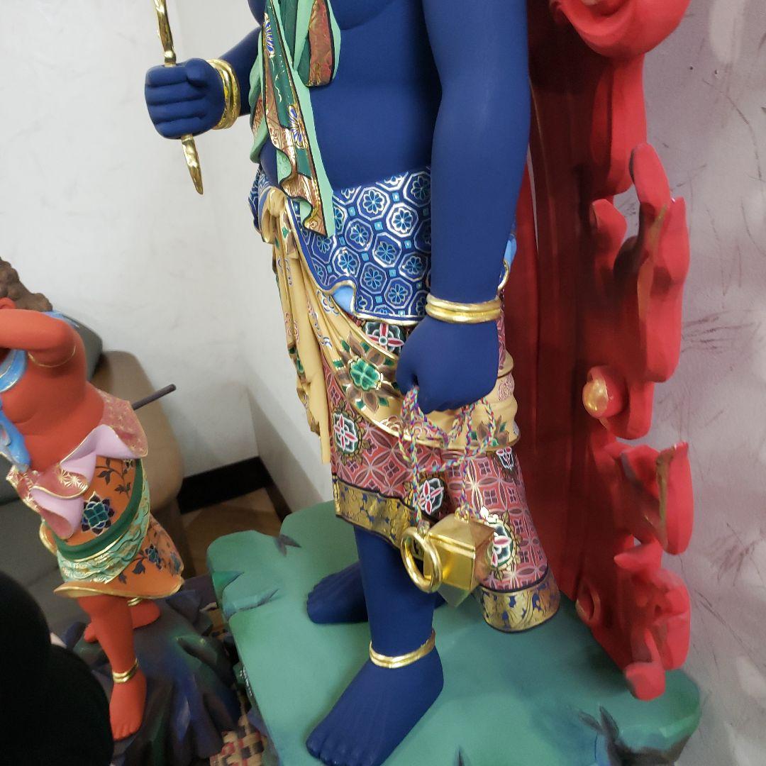 Ｂフライデー送料無料★極彩色 不動明王三尊像2尺★矜羯羅童子・制多迦童子1尺