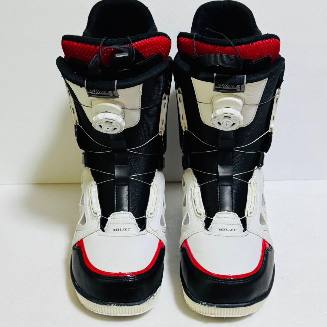 27cm スノーボードブーツ 黒/赤/白初心者BoAダイヤル式簡単27センチ