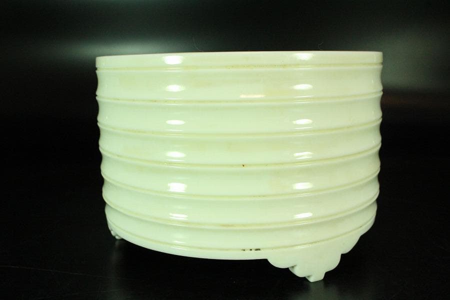 中国美術 白磁 香炉 φ15cm 茶道具 香具(K-RC960)