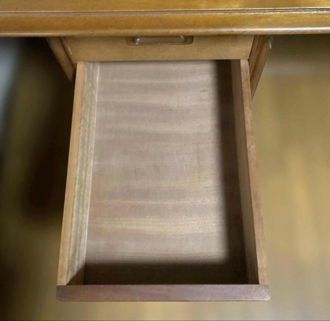 【昭和レトロ】木製 書斎机 両袖引き出し付き アンティーク デスク