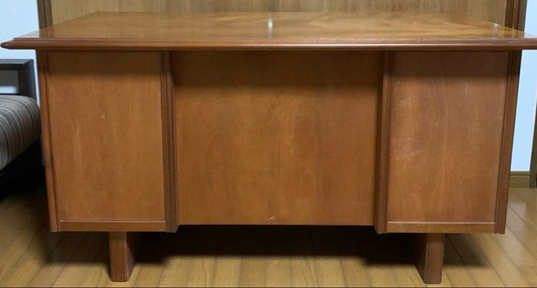 【昭和レトロ】木製 書斎机 両袖引き出し付き アンティーク デスク