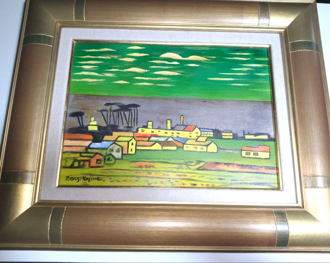 児島善三郎、絵画、油彩４号、秋郊、新品高級額縁、肉筆、山下清、東郷青児、鴨居玲。