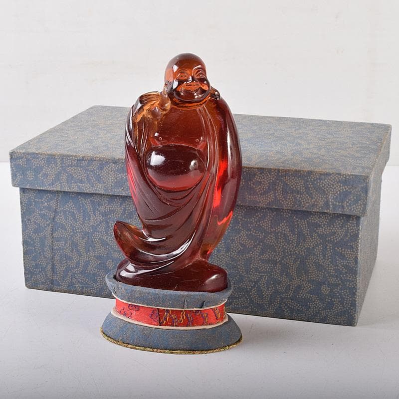 中国　琥珀彫刻　大黒像　仏像　置物　約169g　V　8132E