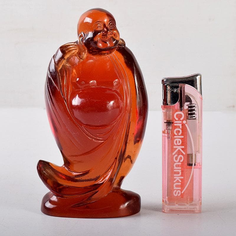 中国　琥珀彫刻　大黒像　仏像　置物　約169g　V　8132E