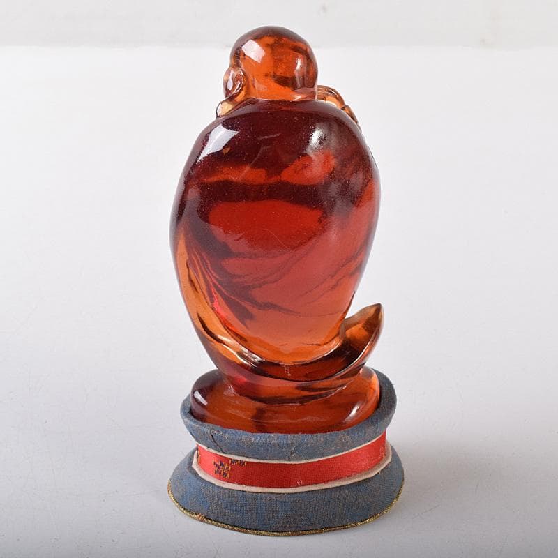 中国　琥珀彫刻　大黒像　仏像　置物　約169g　V　8132E