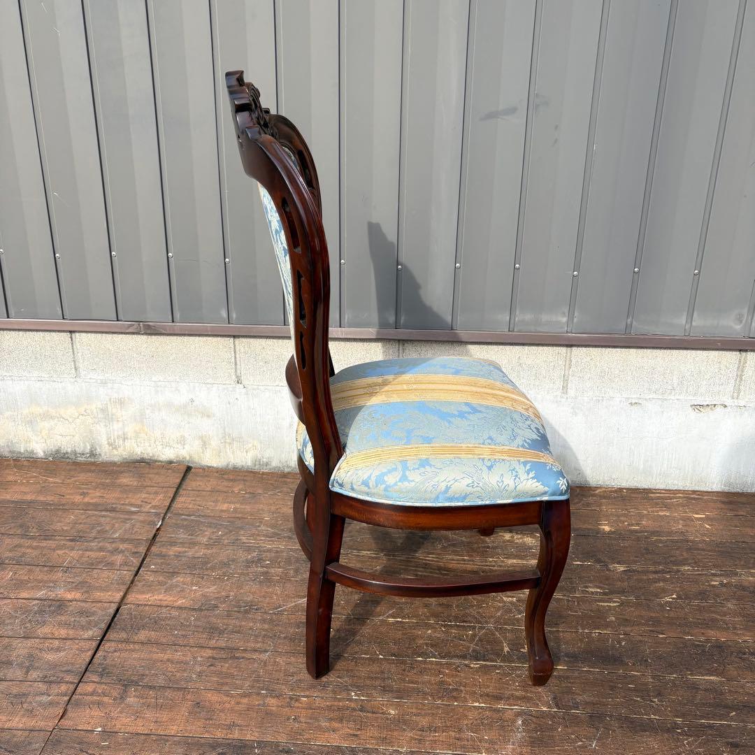 ②ビクトリアン装飾 花柄 木製ダイニングチェア 姫系 イタリア家具 アンティーク