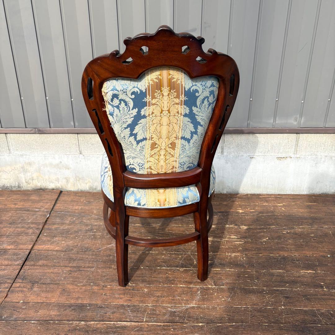 ②ビクトリアン装飾 花柄 木製ダイニングチェア 姫系 イタリア家具 アンティーク