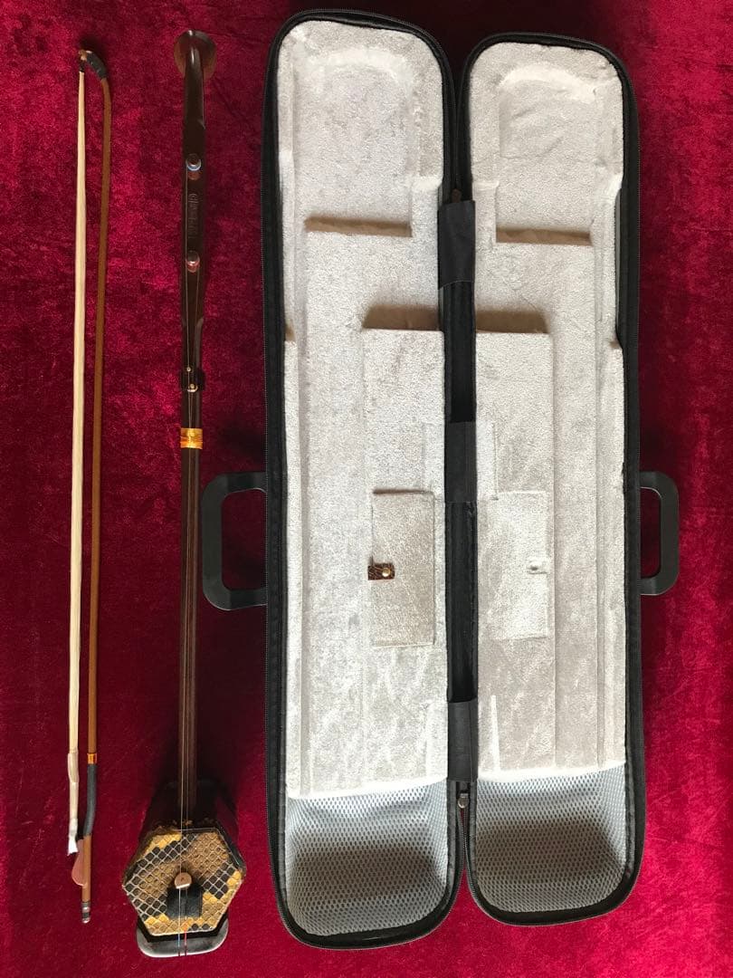 大特価・二胡★最上級・明清旧料・老紅木★錦蛇皮★蘇州科韻・李玉貴製作★十年保証