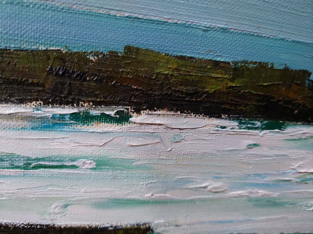 井田 繁 「海岸風景」油絵 真筆 絵画