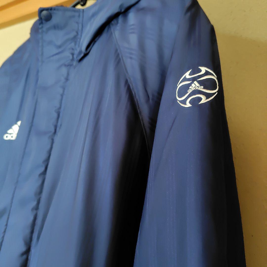 adidas フード付きベンチコート +10　ボア裏生地 紺　Lサイズ