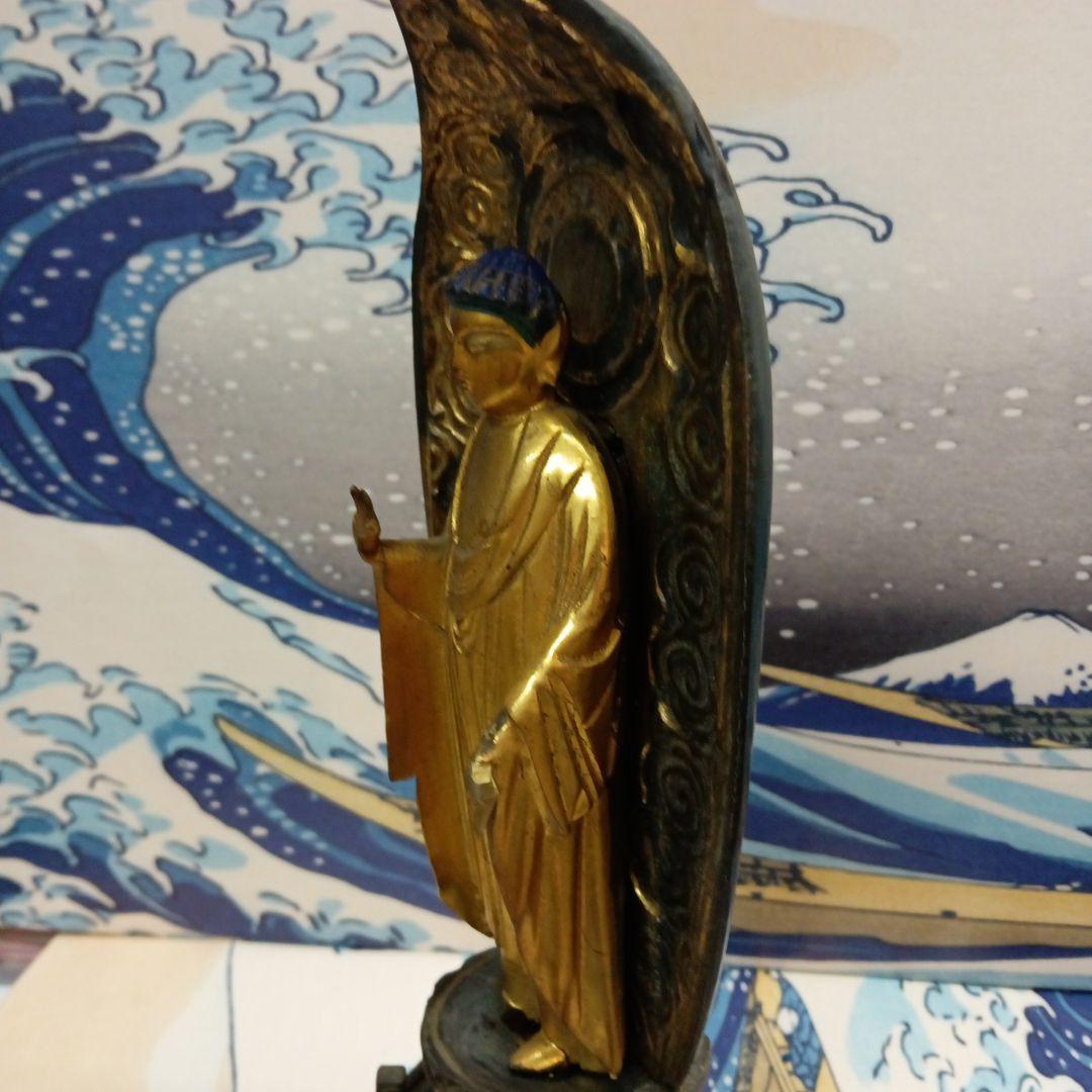 江戸時代中期２００〜２８０年前頃高さ３３センチサイズ木製鍍金阿弥陀如来立像当時物