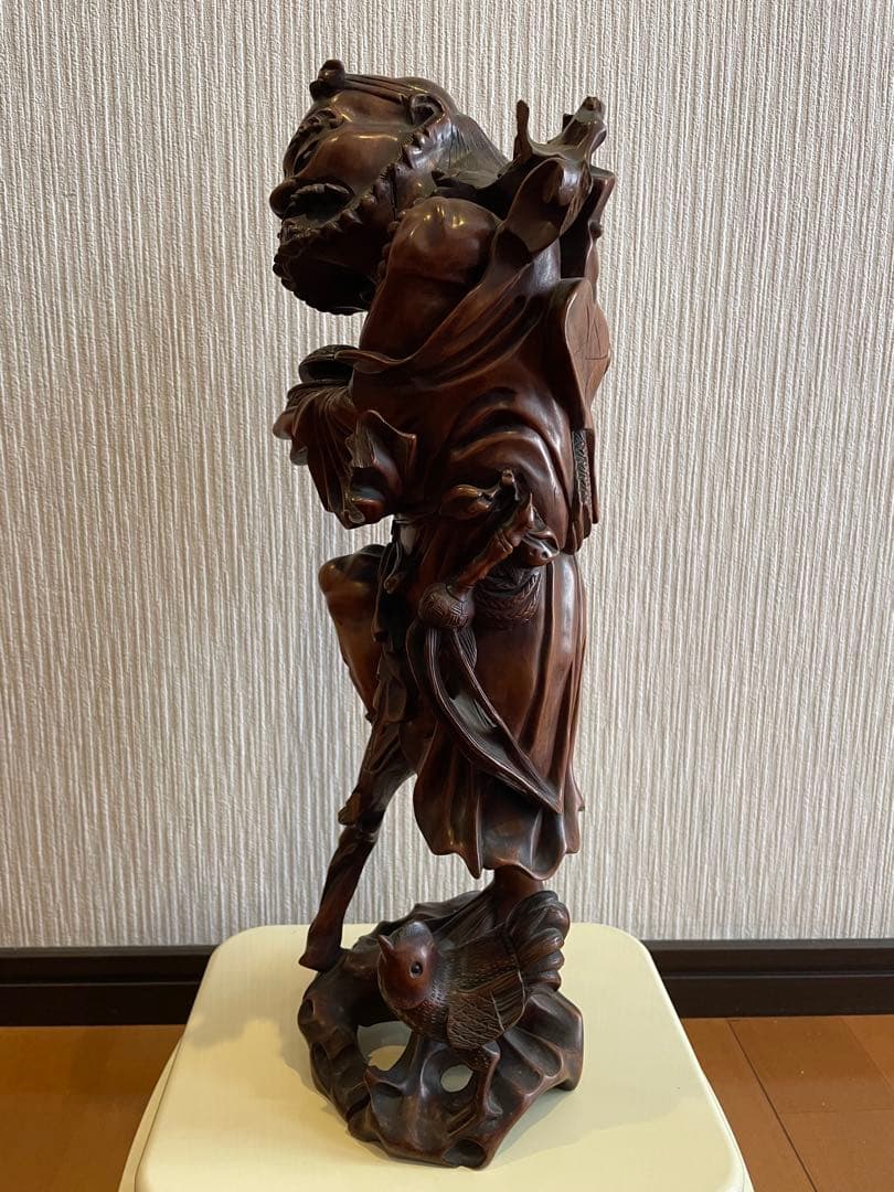 美術品級木製彫刻像 高さ約40 cm 2.22 kg 人物像　置物　黄楊(ツゲ)