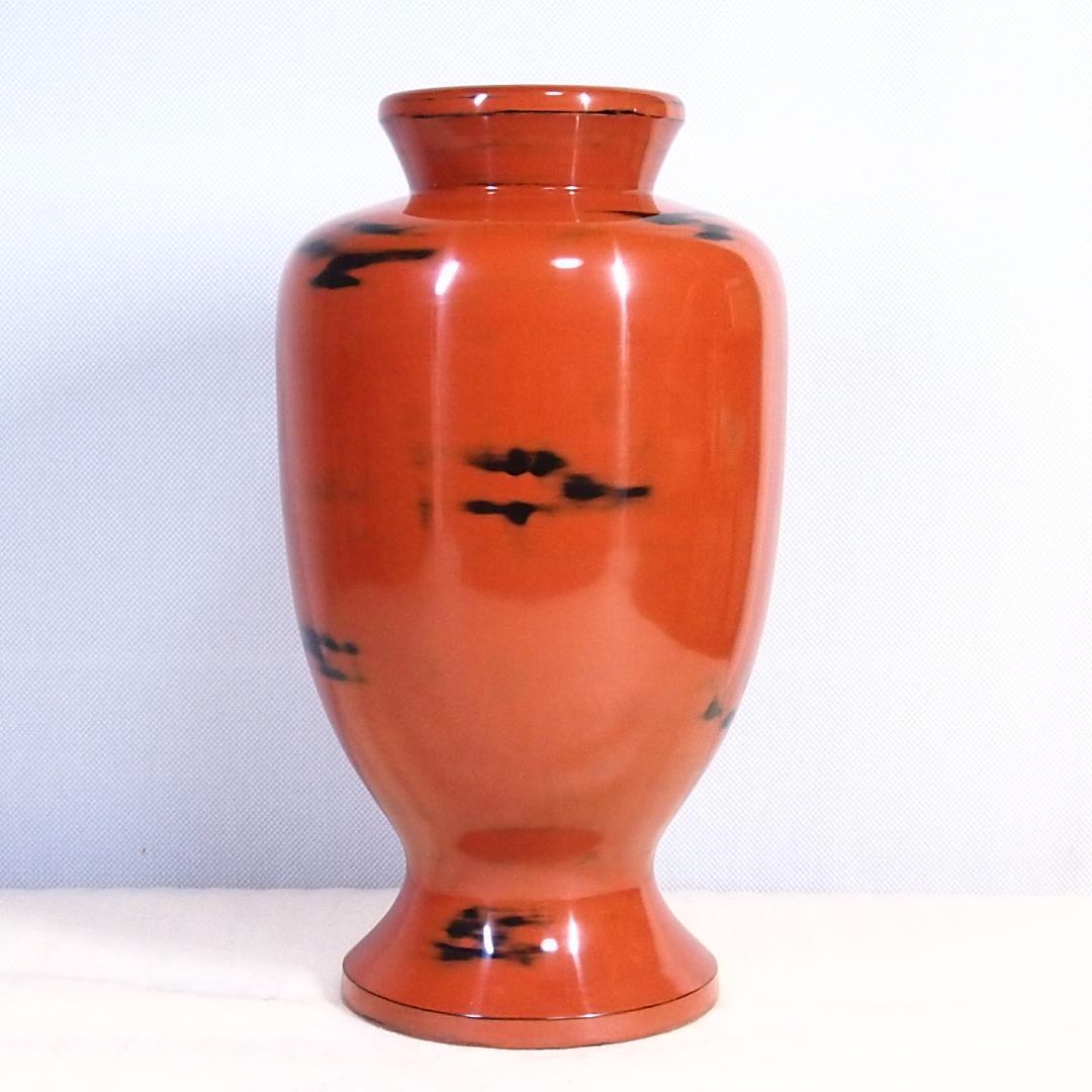 【未使用】本根来塗 木製蠟色漆器花瓶 谷岡漆芸製 花器/フラワーベース 伝統工芸