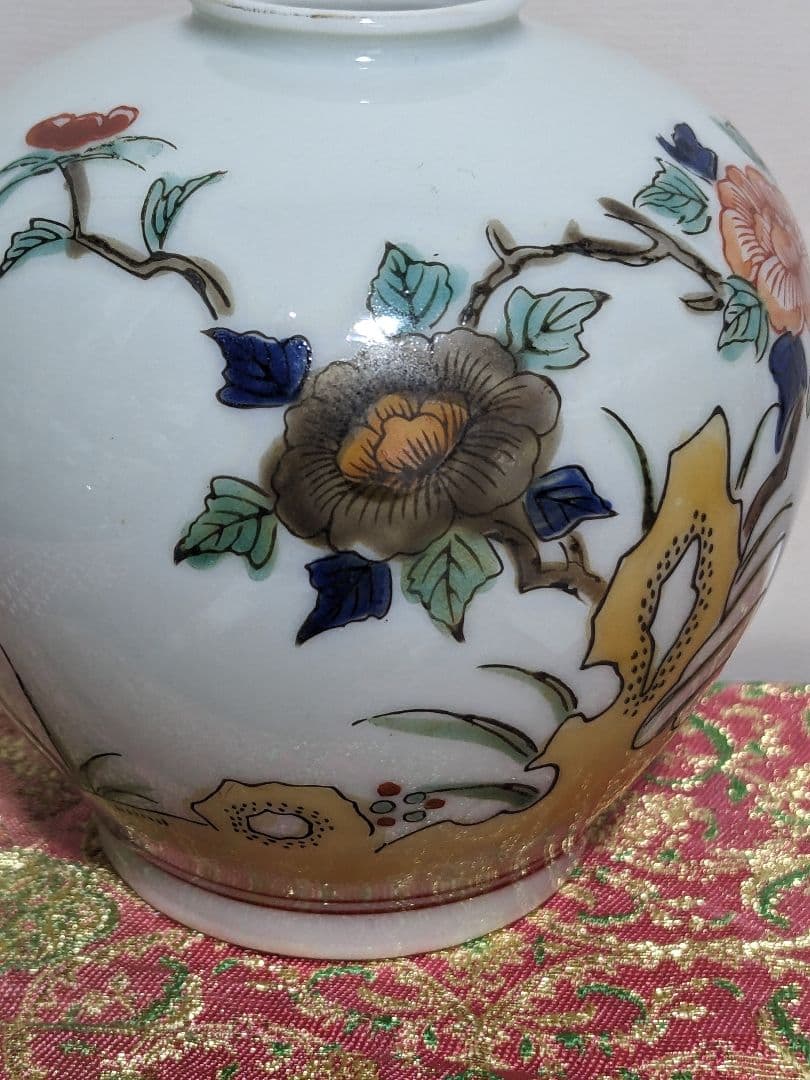 ♦11代酒井田柿右衛門 岩牡丹文様壺小壺 明治時代〜大正時代 古美術骨董品