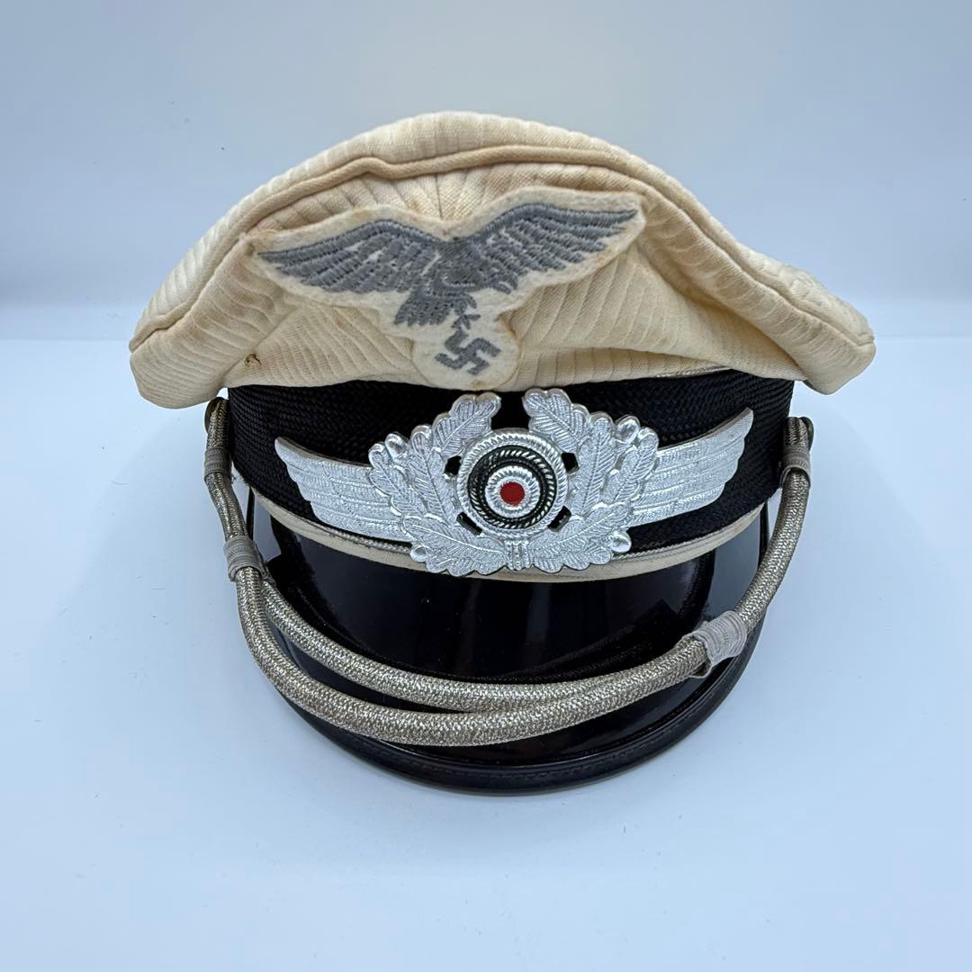 ⭐️希少⭐️ ドイツ空軍 士官用制帽 鷲章 58 白地 ヴィンテージ 軍物
