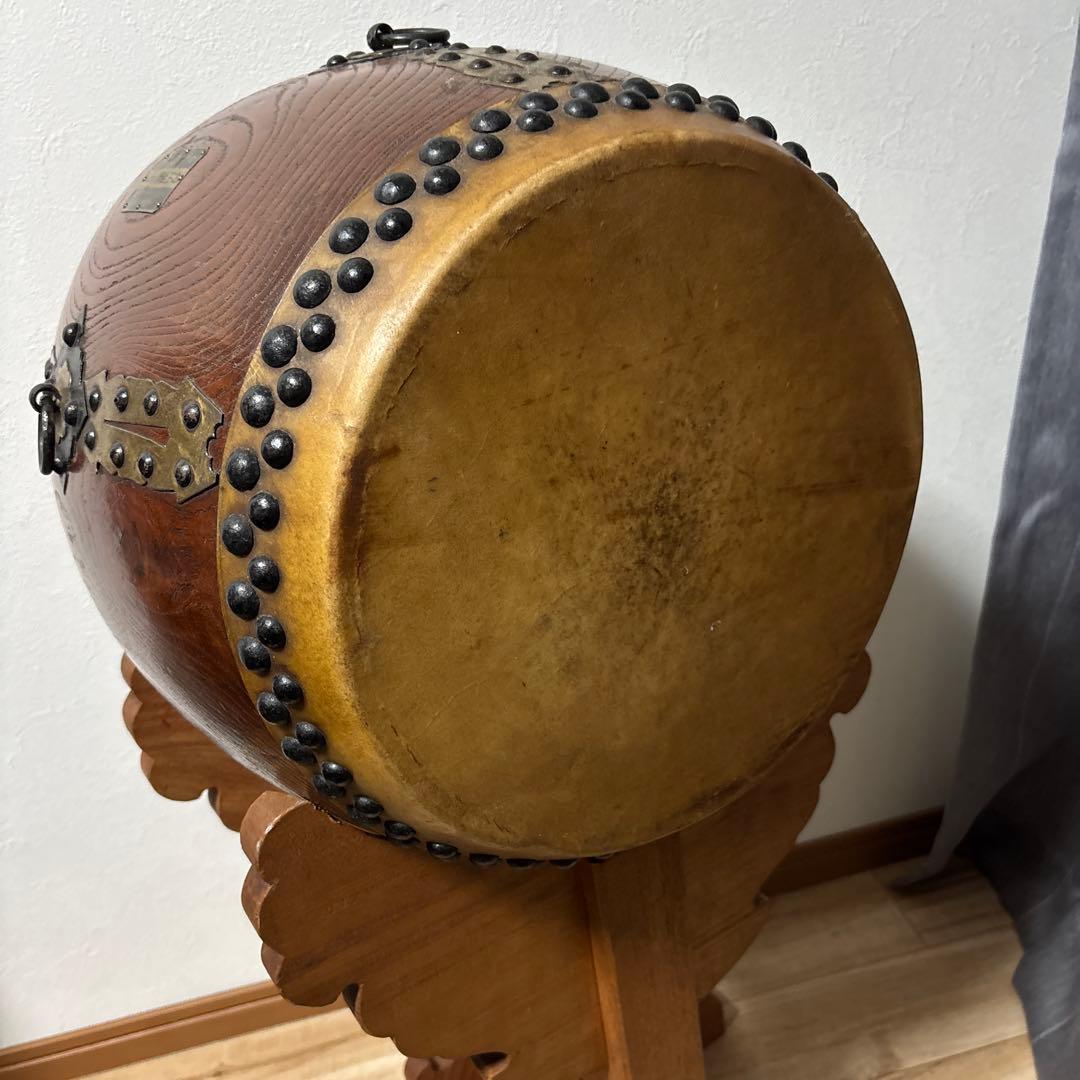 和太鼓　大正　新條正之　直径30cm 状態普通　土台　バチ付き　最安値