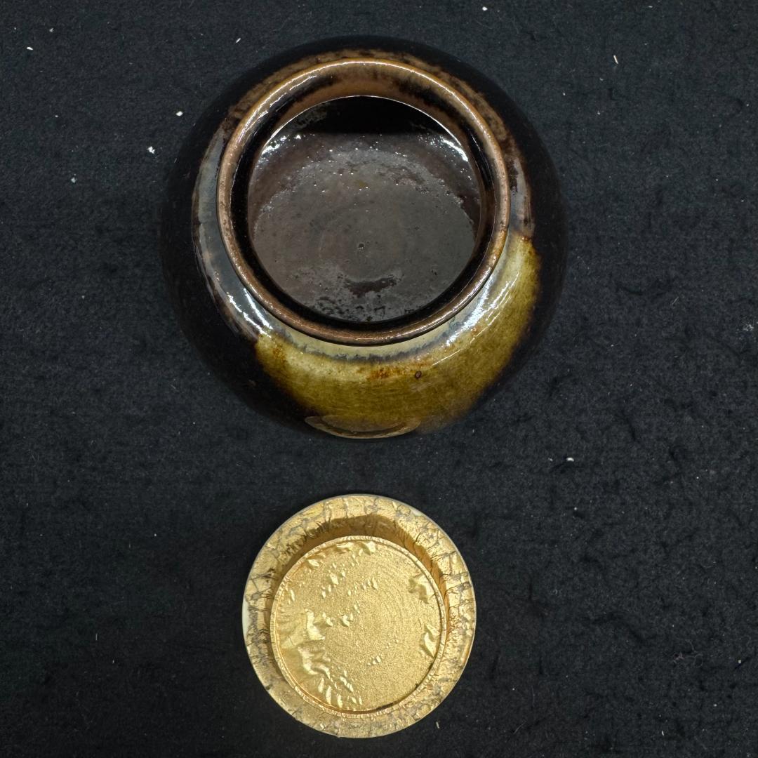 茶道具茶入　 膳所焼　陽炎園造　大海茶入