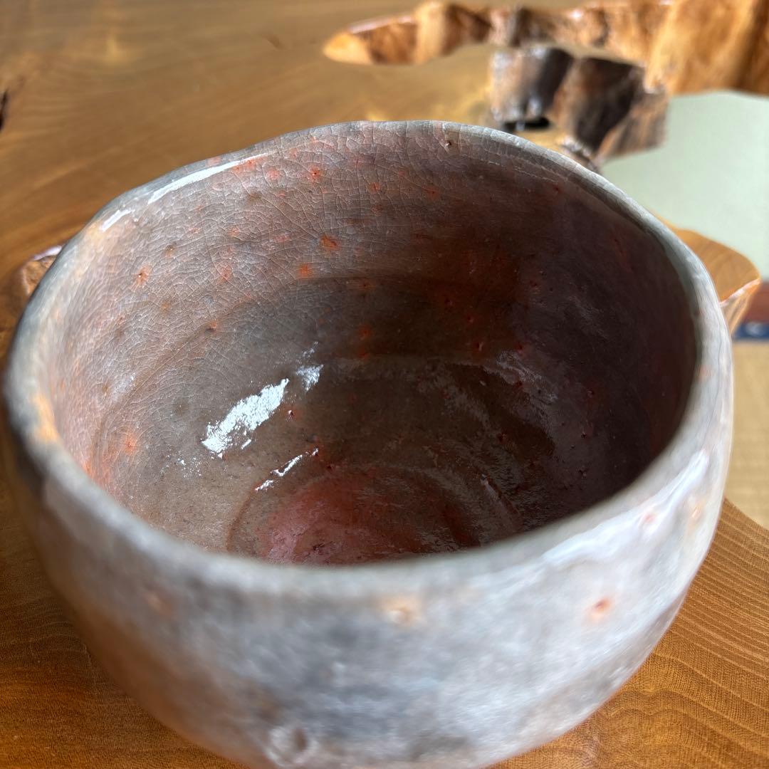 楽入窯 吉村楽入 赤楽茶碗 楽焼 抹茶碗 茶道具 共箱(145)