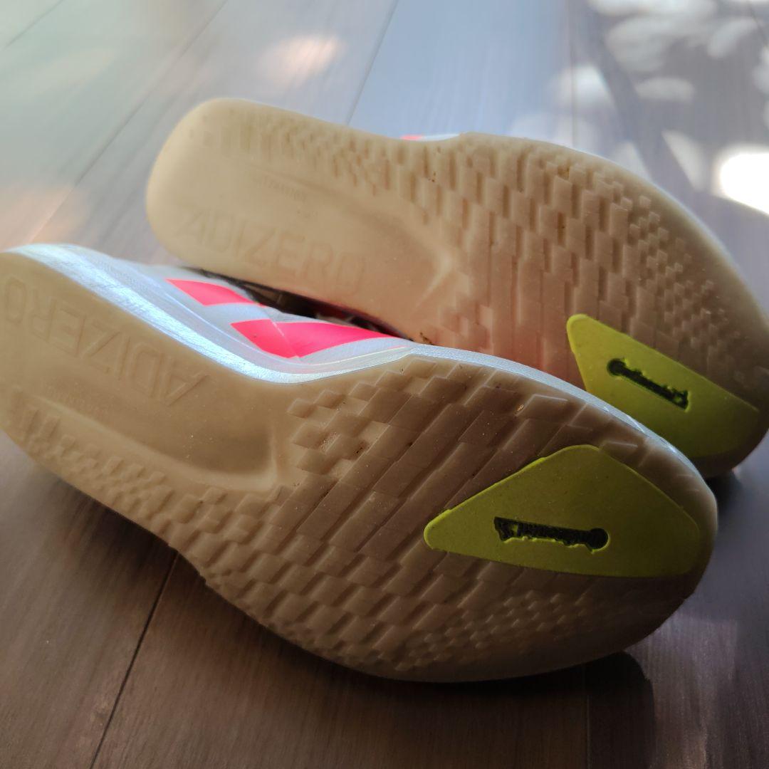 adizero アディオス9ランニングシューズ グレー/ピンク27センチ