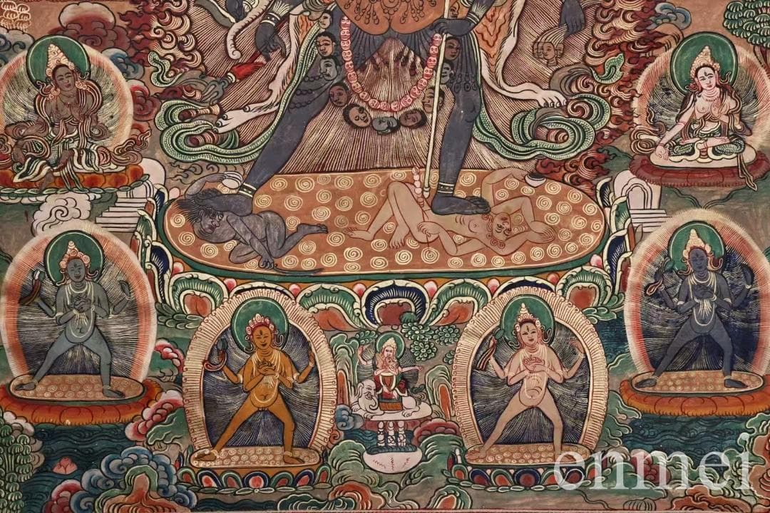 中国古美術・チベット・真皮唐卡・勝楽金剛仏像・純手描き・纯天然鉱物顔料・風水開運