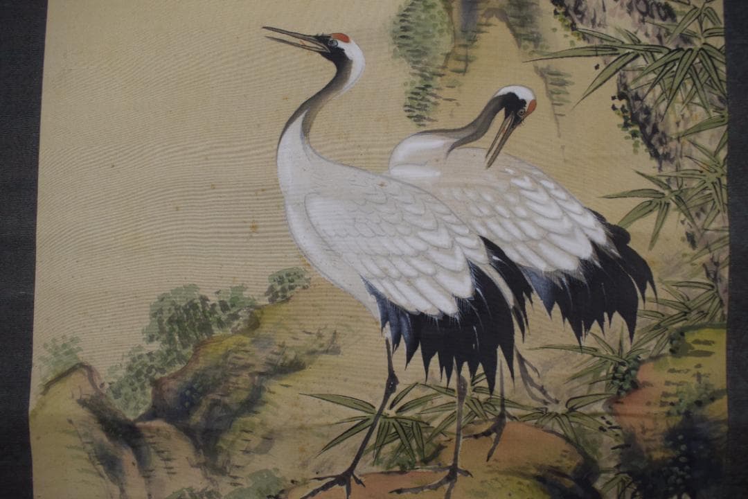 山本梅逸/松鶴図/松下双鶴図/掛軸☆宝船☆Z-413