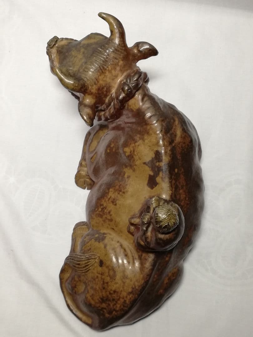 小野田瑞穂 備前焼 干支置物「丑」 共箱栞 縁起物 牛 丑年 工芸品 細工物