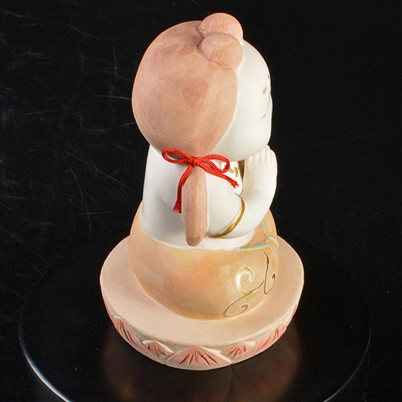 博多人形　人形師　二代戸畑茂四郎作　福々観音　置物　台付　V　R7113