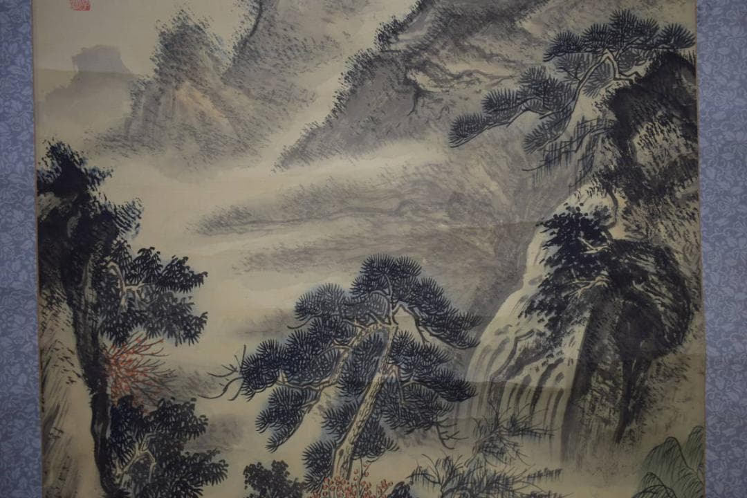 真作/王子輝/山水/人物/牛/画賛/中国画/布袋屋掛軸HJ-9