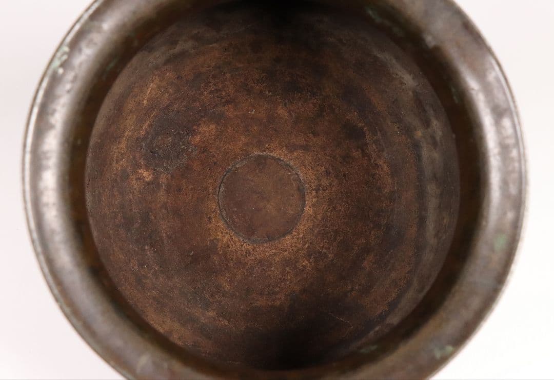 龍文堂 古銅 建水 こぼし 茶道具 煎茶 蝋型鋳造 中国 銅製 時代【MA461