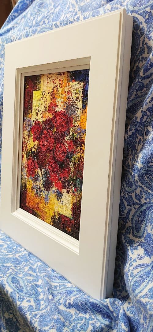 油絵 絵画【赤い薔薇】