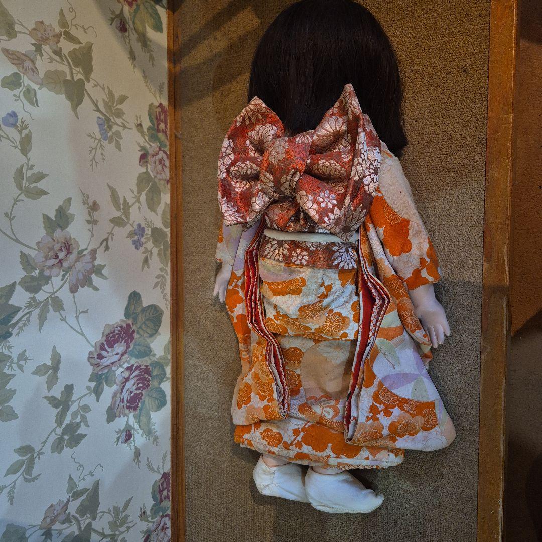 市松人形 オレンジの梅柄