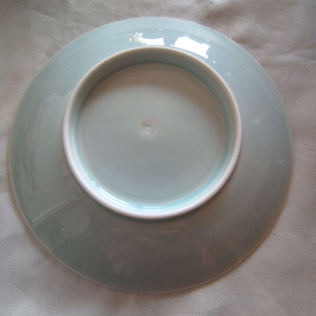 人間国宝　快山窯　塚本快示　青白磁　青海波紋皿６枚