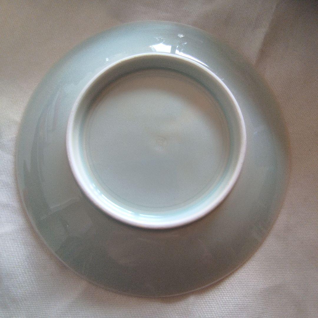 人間国宝　快山窯　塚本快示　青白磁　青海波紋皿６枚