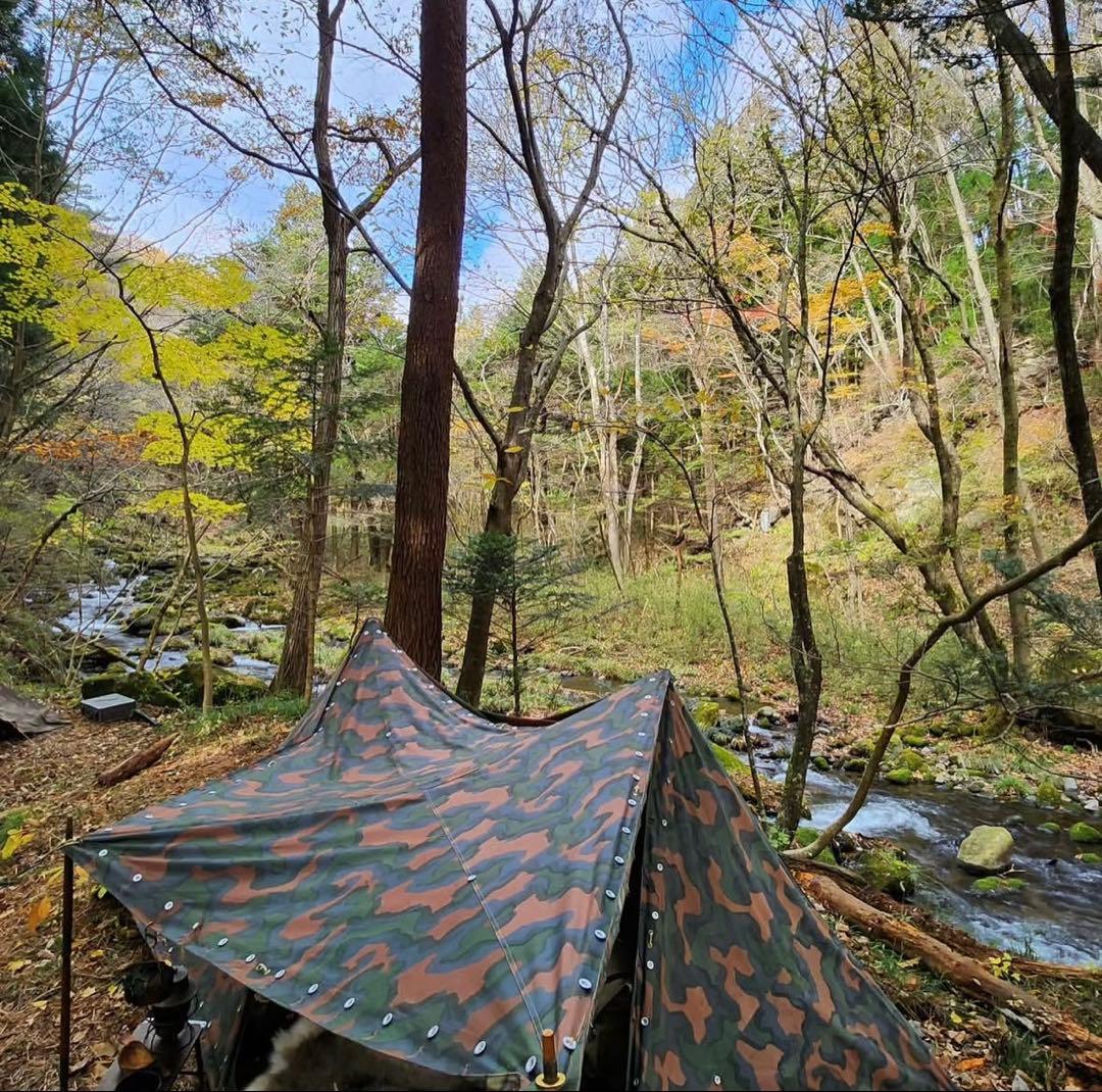 【軍幕屋】Ｂ級品3枚+デッドストック1枚★ノルウェー軍カモⅡテント★ポール8本付