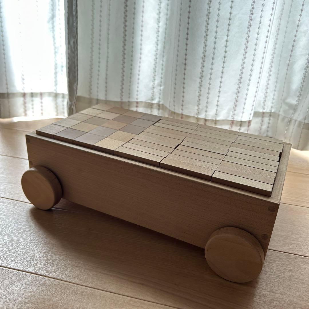 【直接引き取り限定】木製 積み木＋車輪付き収納箱